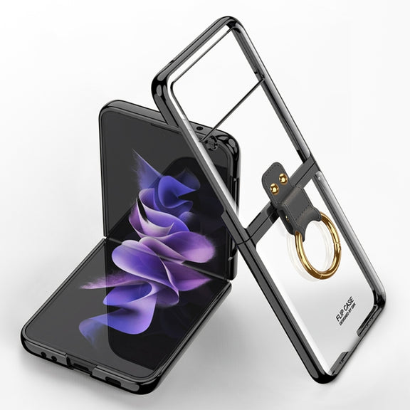 For Samsung Galaxy Z Flip3 5G GKK Phantom Electroplating Phone Case with Ring(Black)