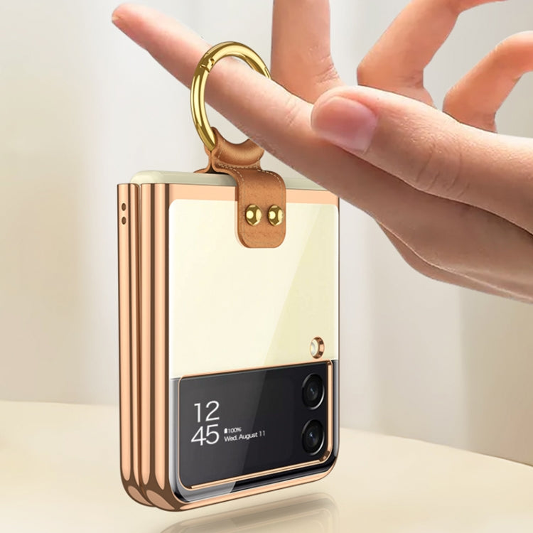 For Samsung Galaxy Z Flip3 5G GKK Phantom Electroplating Phone Case with Ring(Transparent)