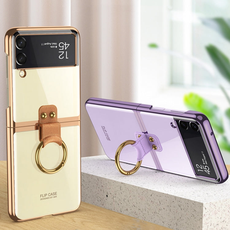 For Samsung Galaxy Z Flip3 5G GKK Phantom Electroplating Phone Case with Ring(Transparent)