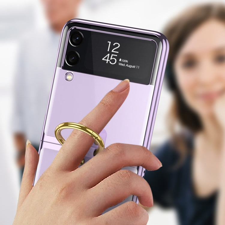 For Samsung Galaxy Z Flip3 5G GKK Phantom Electroplating Phone Case with Ring(Transparent)