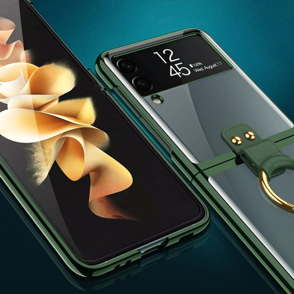 For Samsung Galaxy Z Flip3 5G GKK Phantom Electroplating Phone Case with Ring(Transparent)