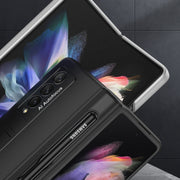 For Samsung Galaxy Z Fold3 5G GKK Magnetic Full Coverage Phone Flip Case with Pen Slot(Gold)