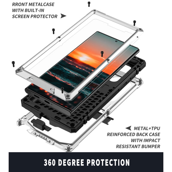 For Samsung Galaxy S22 Ultra 5G R-JUST Metal + Silicone Holder Phone Case(Silver)