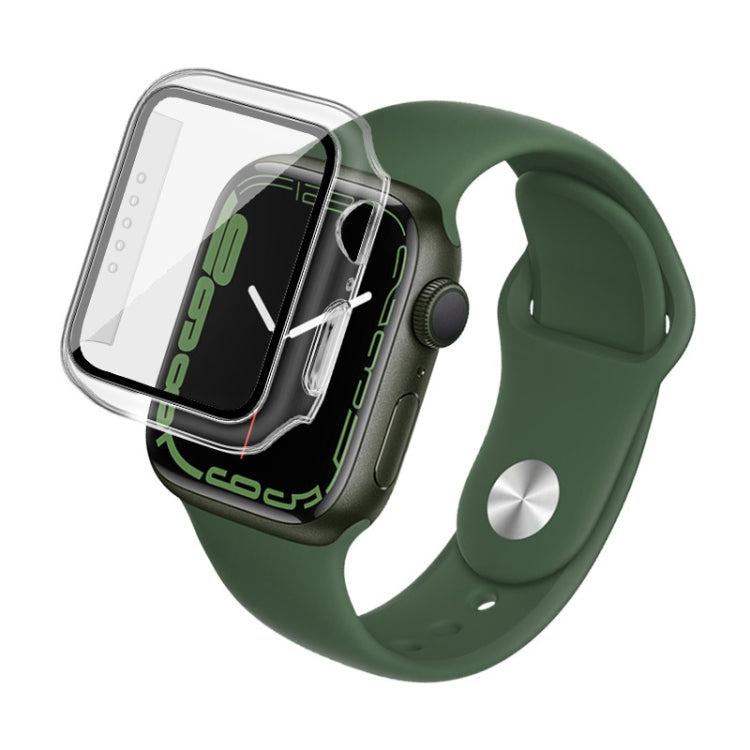 imak PC Case with Tempered Glass Film For Apple Watch Series 8 / 7 45mm(Transparent) - Watch Cases by imak