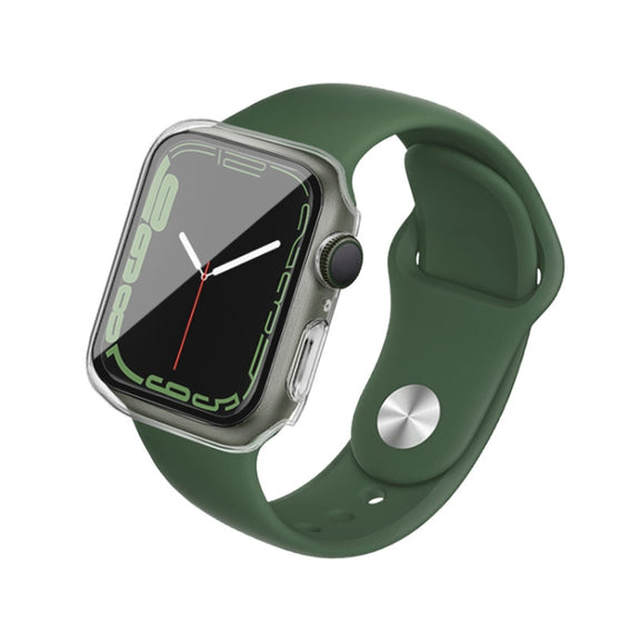 imak PC Case with Tempered Glass Film For Apple Watch Series 8 / 7 45mm(Transparent) - Watch Cases by imak