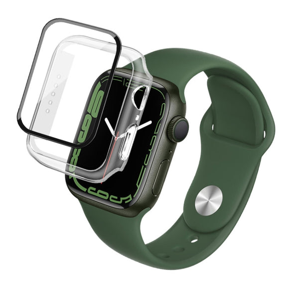 imak PC Case with Tempered Glass Film For Apple Watch Series 8 / 7 45mm(Transparent) - Watch Cases by imak