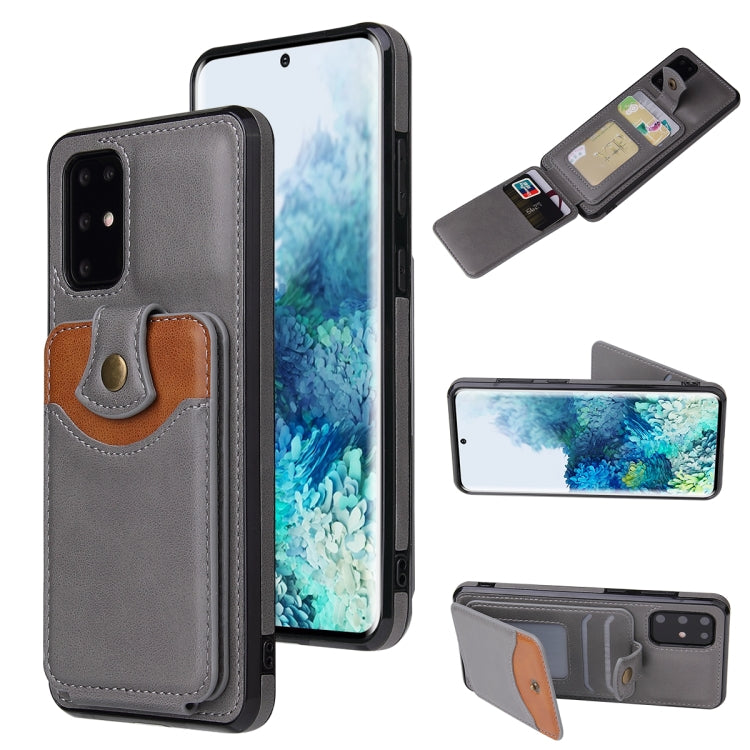 For Samsung Galaxy S20+ Soft Skin Leather Wallet Bag Phone Case(Grey)
