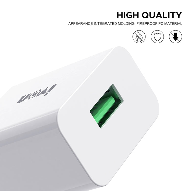 IVON AD-35 2 in 1 18W QC3.0 USB Port Travel Charger + 1m USB to Micro USB Data Cable Set, US Plug(White)