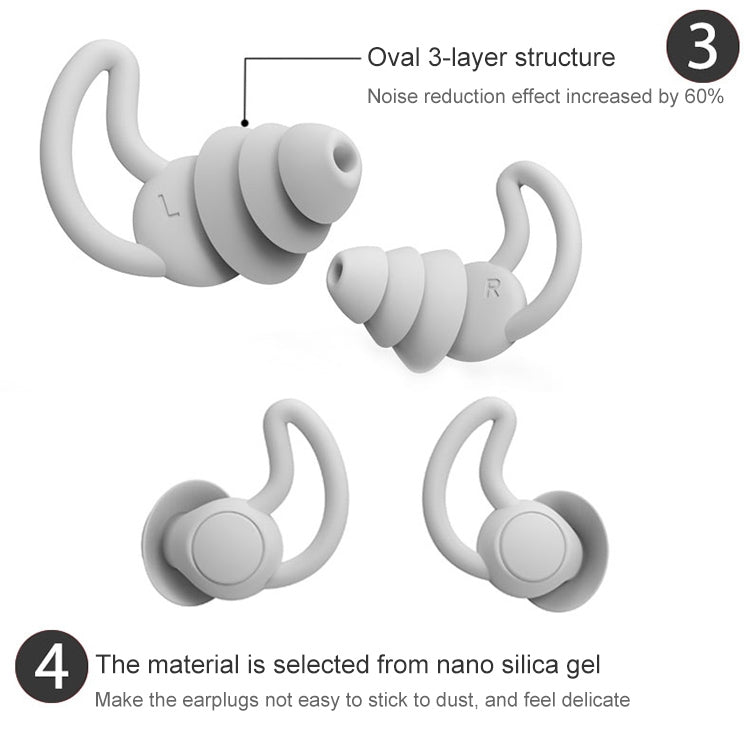 iMeBoBo A1 Shark Fin Version Nano Silicone Sleeping Noise Reduction Earplugs, Style:Two Layer(Black)