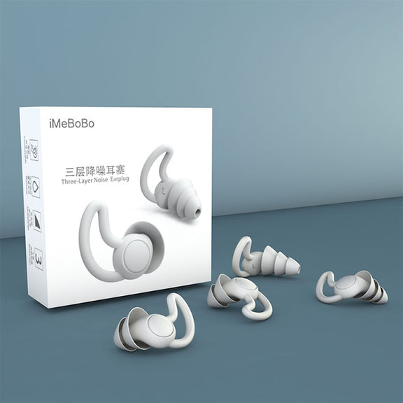 iMeBoBo A1 Shark Fin Version Nano Silicone Sleeping Noise Reduction Earplugs, Style:Two Layer(Black)