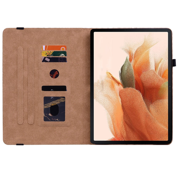 For Samsung Galaxy Tab S8+ / Tab S7+ Color Weave Texture Flip Leather Tablet Case with Holder(Brown)
