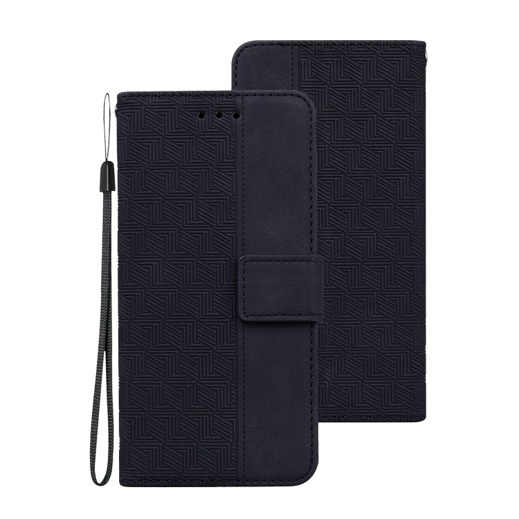 For Samsung Galaxy A70 / A70s Geometric Embossed Leather Phone Case(Black)