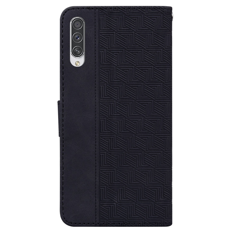 For Samsung Galaxy A70 / A70s Geometric Embossed Leather Phone Case(Black)
