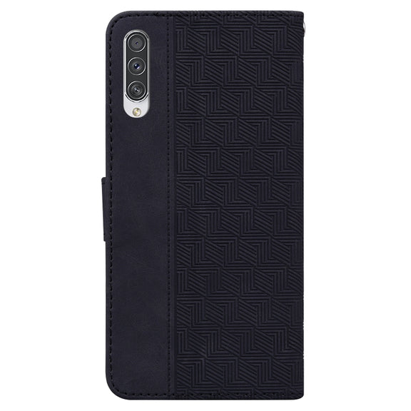 For Samsung Galaxy A70 / A70s Geometric Embossed Leather Phone Case(Black)