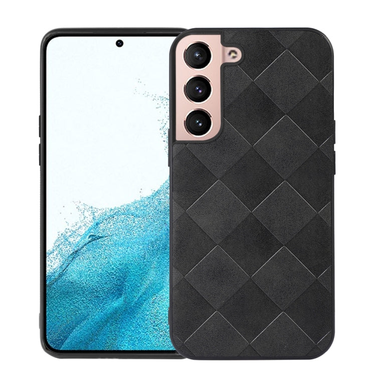For Samsung Galaxy S22+ 5G Weave Plaid PU Phone Case(Black)