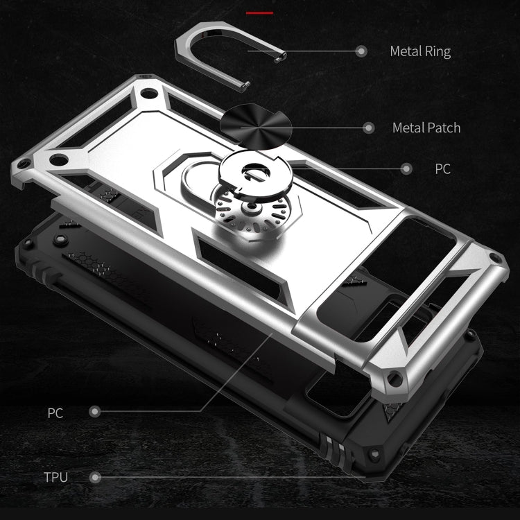 For Google Pixel 7 Pro Shockproof TPU + PC Protective Case with 360 Degree Rotating Holder(Silver)