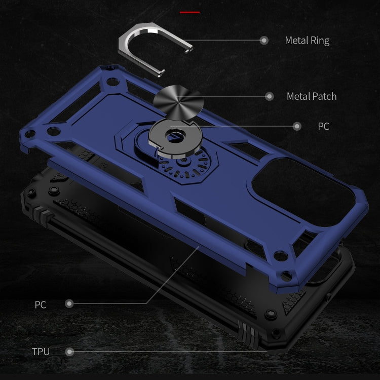 For Samsung Galaxy A23 Shockproof TPU + PC Phone Case with Holder(Blue)