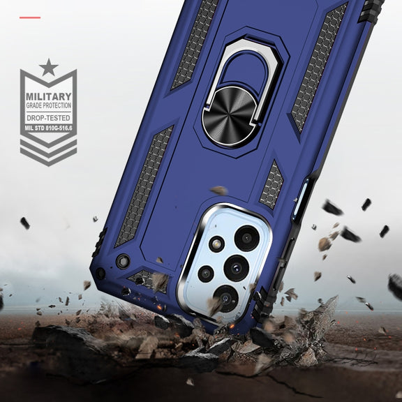 For Samsung Galaxy A23 Shockproof TPU + PC Phone Case with Holder(Blue)