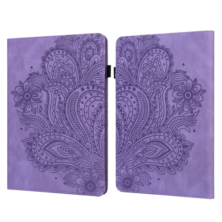 For Amazon Kindle Parperwhite 5 2021 11th Gen. Peacock Embossed Pattern Leather Tablet Case(Purple)