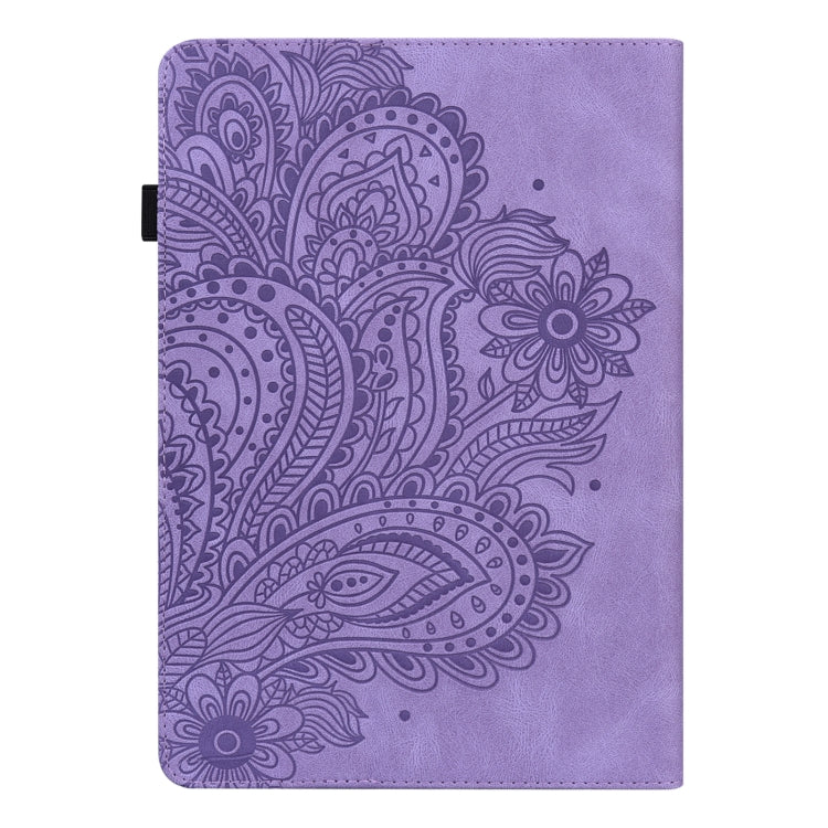 For Amazon Kindle Parperwhite 5 2021 11th Gen. Peacock Embossed Pattern Leather Tablet Case(Purple)