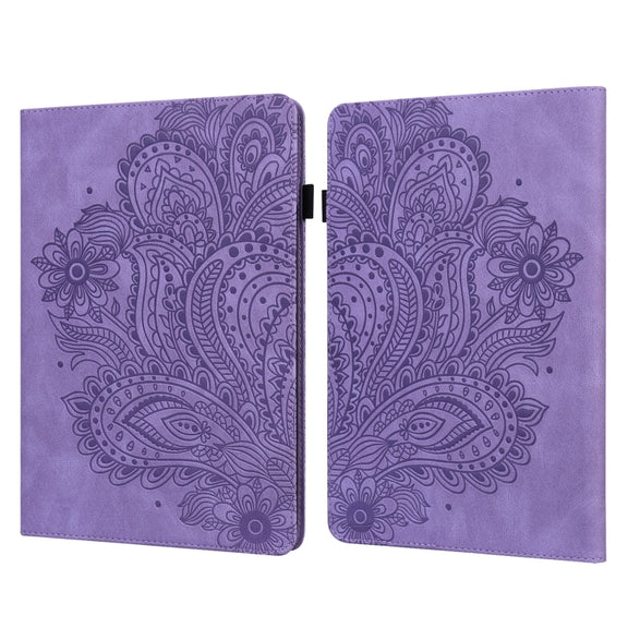 For Amazon Kindle Parperwhite 5 2021 11th Gen. Peacock Embossed Pattern Leather Tablet Case(Purple)