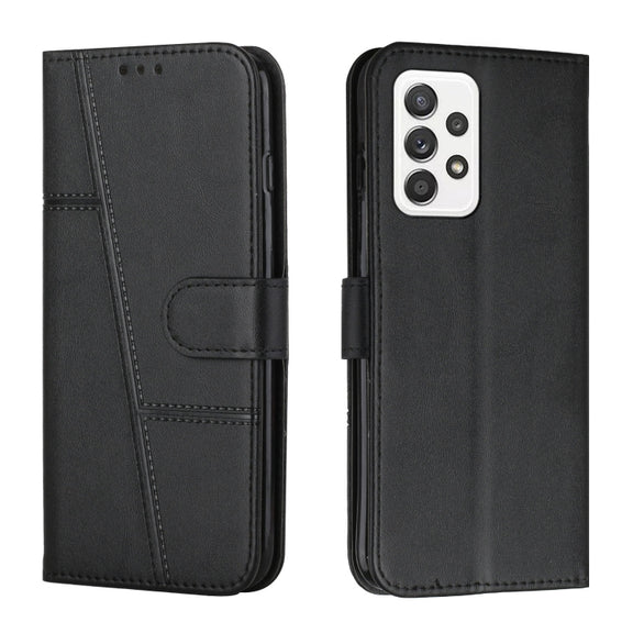 For Samsung Galaxy A33 5G Stitching Calf Texture Buckle Leather Phone Case(Black)