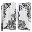 For Samsung Galaxy A13 4G 3D Painting Pattern TPU + PU Leather Phone Case(Diagonal Black Flower) - free shipping - PMC TechLife - Order now!