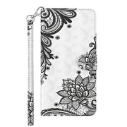 For Samsung Galaxy A13 4G 3D Painting Pattern TPU + PU Leather Phone Case(Diagonal Black Flower)