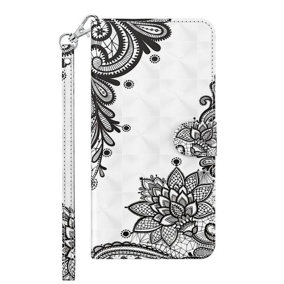 For Samsung Galaxy A13 4G 3D Painting Pattern TPU + PU Leather Phone Case(Diagonal Black Flower)