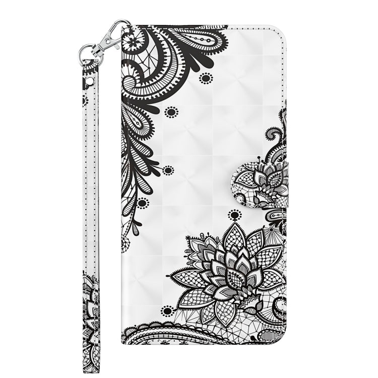 For Samsung Galaxy A13 4G 3D Painting Pattern TPU + PU Leather Phone Case(Diagonal Black Flower)