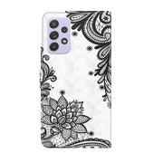 For Samsung Galaxy A13 4G 3D Painting Pattern TPU + PU Leather Phone Case(Diagonal Black Flower)