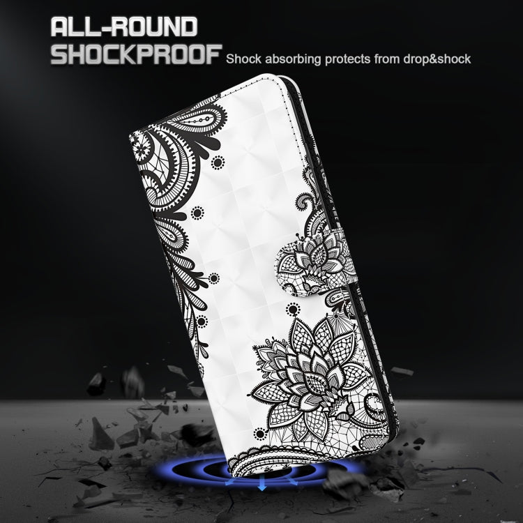 For Samsung Galaxy A13 4G 3D Painting Pattern TPU + PU Leather Phone Case(Diagonal Black Flower)