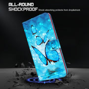 For Samsung Galaxy S22 5G 3D Painting Pattern TPU + PU Leather Phone Case(Three Butterflies)