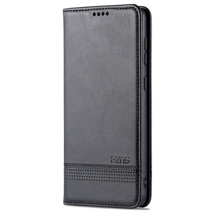 For Samsung Galaxy A73 5G AZNS Magnetic Calf Texture Flip Leather Phone Case(Black)