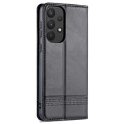 For Samsung Galaxy A73 5G AZNS Magnetic Calf Texture Flip Leather Phone Case(Black)
