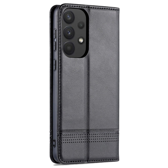 For Samsung Galaxy A73 5G AZNS Magnetic Calf Texture Flip Leather Phone Case(Black)