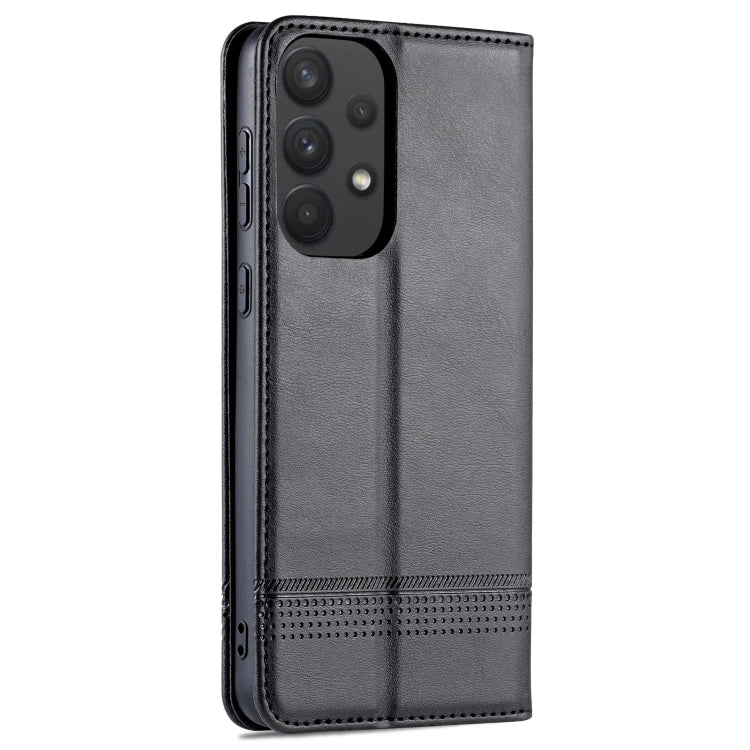 For Samsung Galaxy A73 5G AZNS Magnetic Calf Texture Flip Leather Phone Case(Black)
