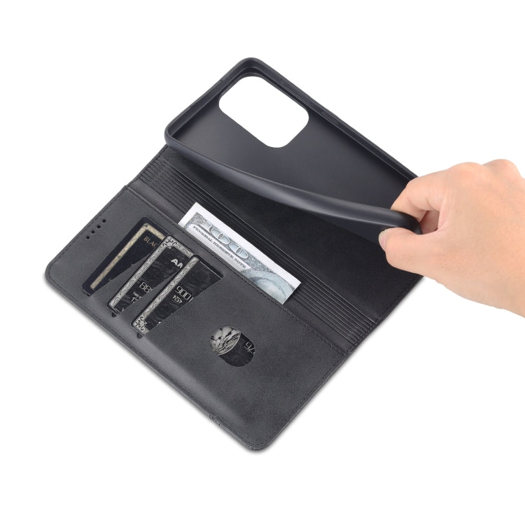 For Samsung Galaxy A73 5G AZNS Magnetic Calf Texture Flip Leather Phone Case(Black)