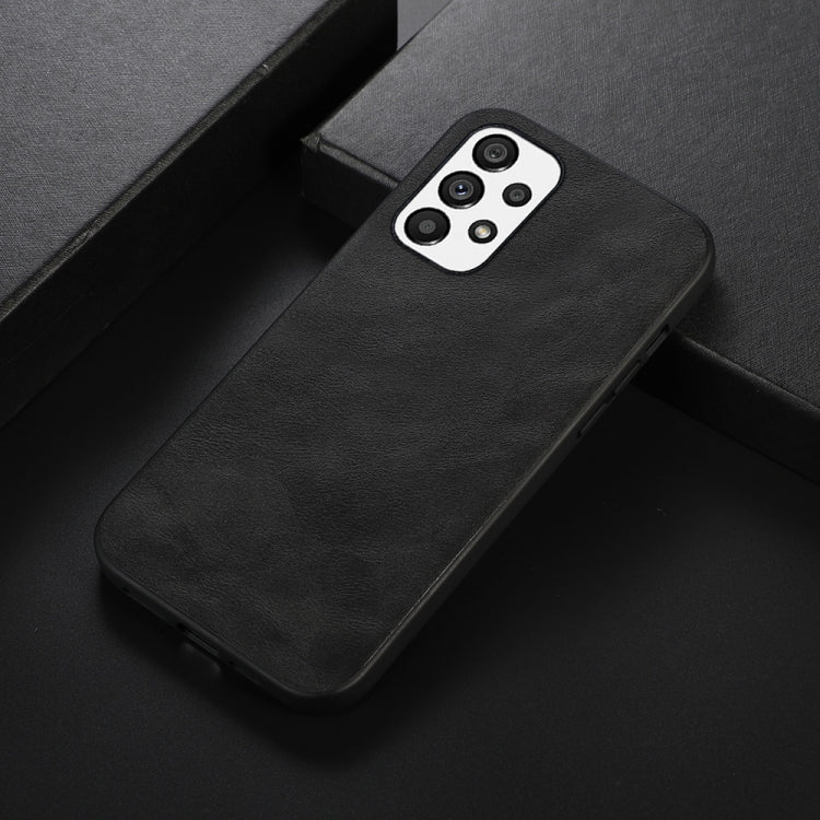 For Samsung Galaxy A23 4G Cowhide Texture PU Phone Case(Black)