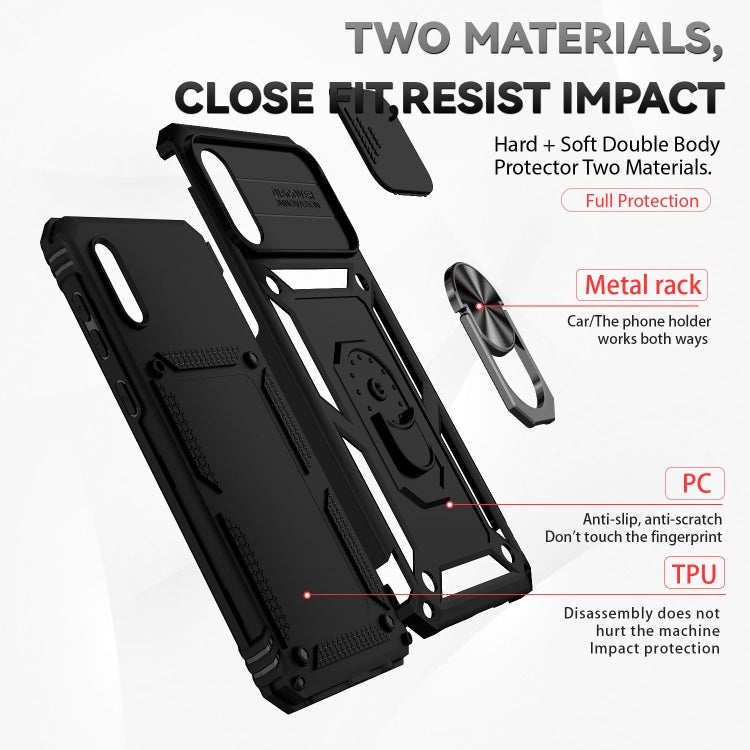 For Samsung Galaxy A02 Sliding Camshield Holder Phone Case(Black)