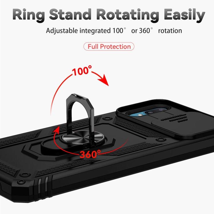 For Samsung Galaxy A02 Sliding Camshield Holder Phone Case(Black)