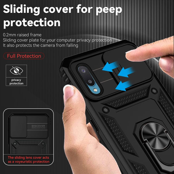 For Samsung Galaxy A02 Sliding Camshield Holder Phone Case(Black)