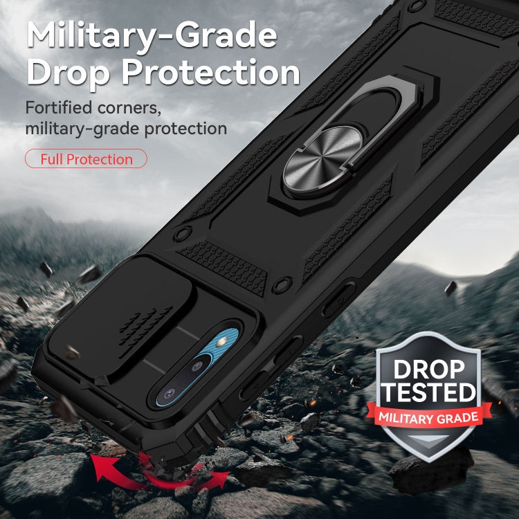 For Samsung Galaxy A02 Sliding Camshield Holder Phone Case(Black)