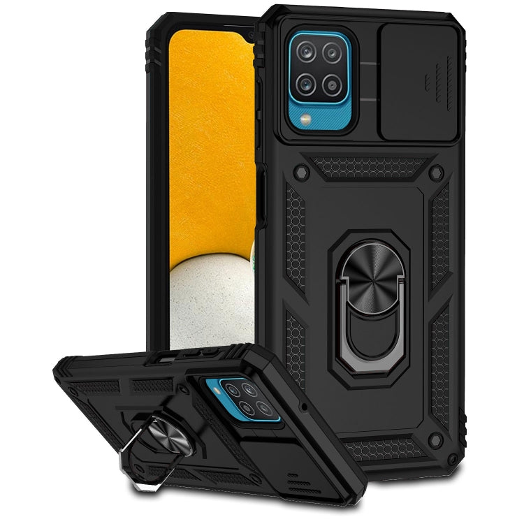 For Samsung Galaxy A12 Sliding Camshield Holder Phone Case(Black)