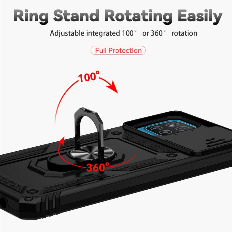 For Samsung Galaxy A12 Sliding Camshield Holder Phone Case(Black)