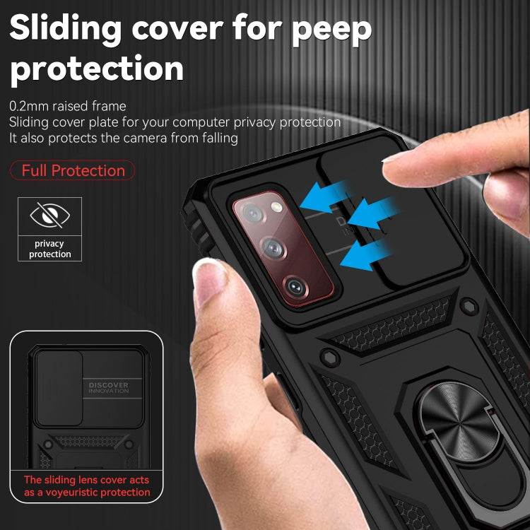 For Samsung Galaxy S20 FE Sliding Camshield Holder Phone Case(Black)