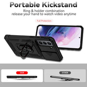 For Samsung Galaxy S21 5G Sliding Camshield Holder Phone Case(Black)