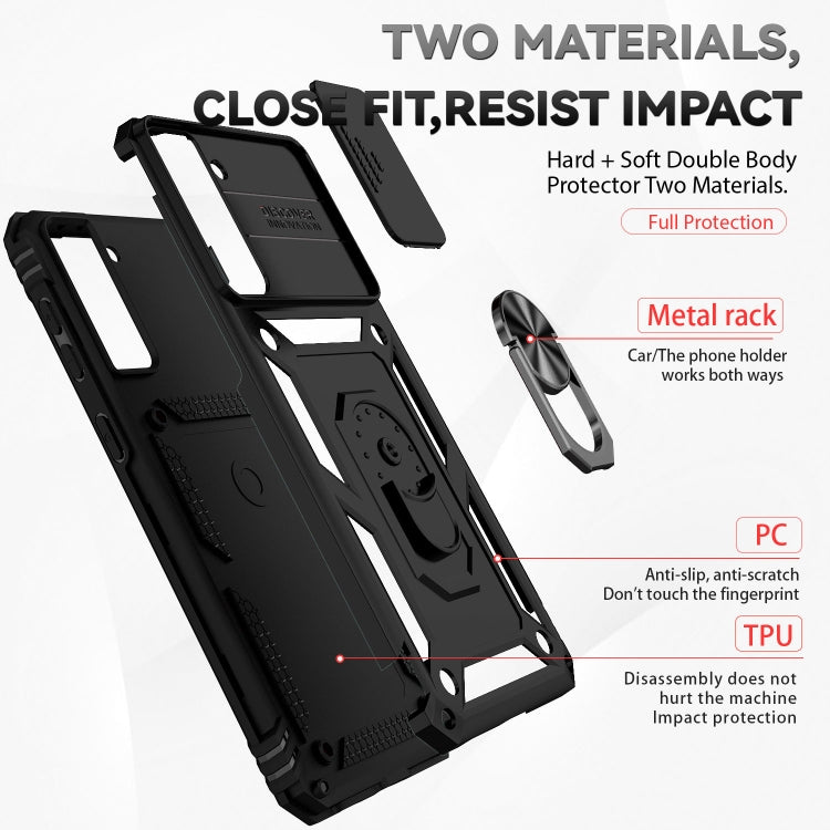 For Samsung Galaxy S21 5G Sliding Camshield Holder Phone Case(Black)