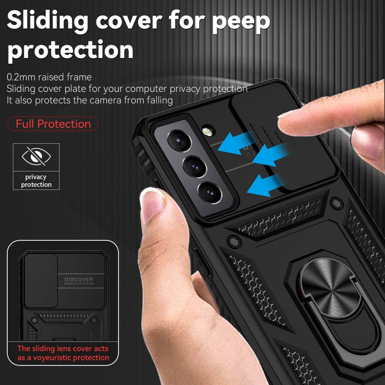 For Samsung Galaxy S21 5G Sliding Camshield Holder Phone Case(Black)