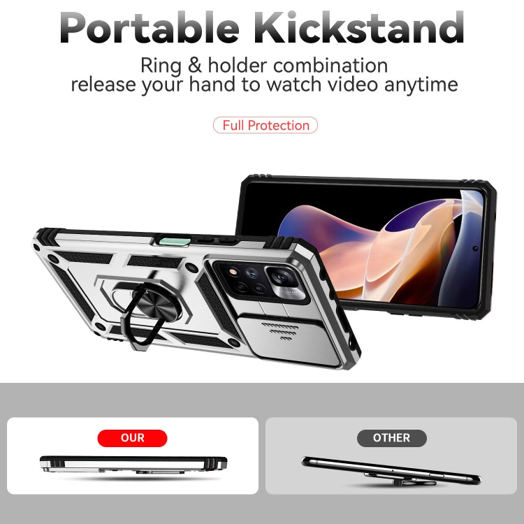 For Xiaomi Redmi Note 11 Pro Global Sliding Camshield Holder Phone Case(Silver)